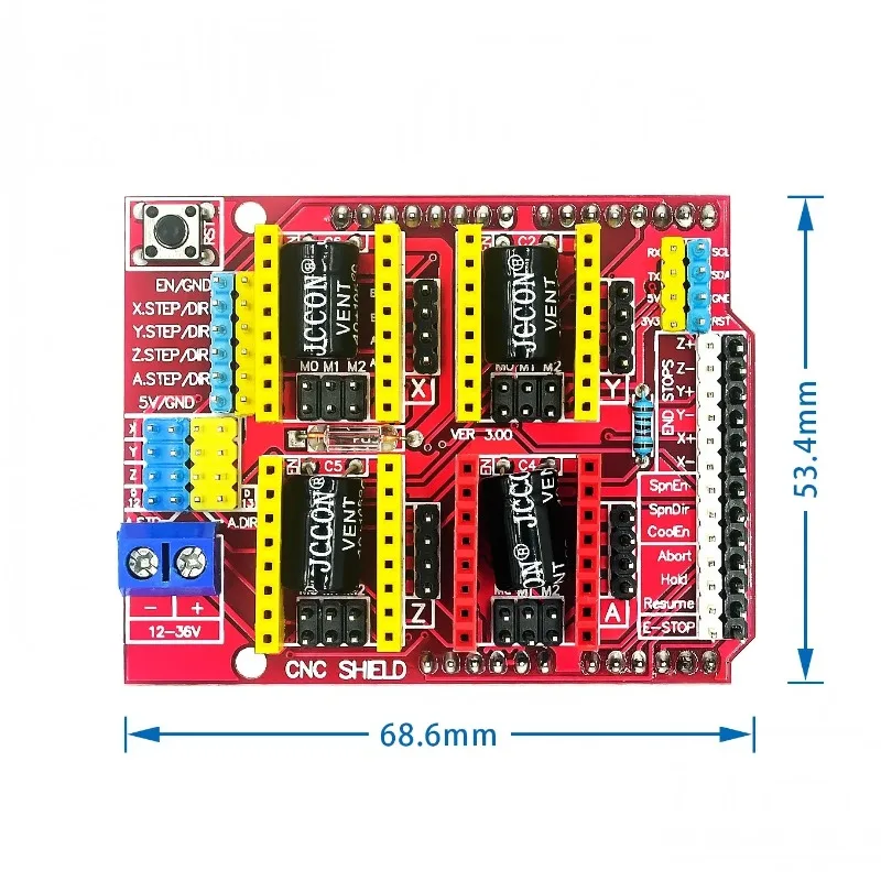 Placa de expansión CNC Shield V3.0, placa controladora A4988, escudo de grabador V3, impresora 3D CNC para módulo de accionamiento Arduno - imagen 4