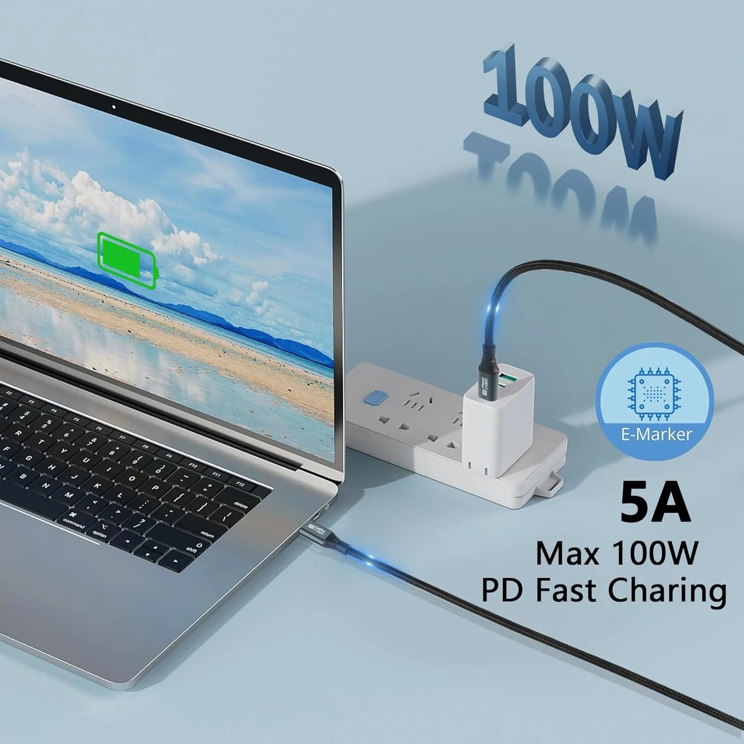 USB 3,2 C a C 8K 4K pantalla Cable de datos de 20Gbps tipo C PD 100W 5A Cable de carga rápida para Thunderbolt3 portátil teléfono móvil tableta - imagen 3