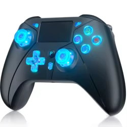 Controlador inalámbrico para consolas PS4, Compatible con Ps4 /Slim/Pro/ PC,gamepads, Compatible con función Turbo con luz de botón RGB