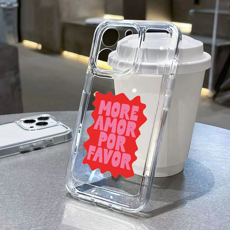 Funda de teléfono colorida Maximalist More Amor Por Favor para iPhone 17 16 15 Pro Max 14 13 12 11 7 8 Plus 17Air funda suave transparente - imagen 2