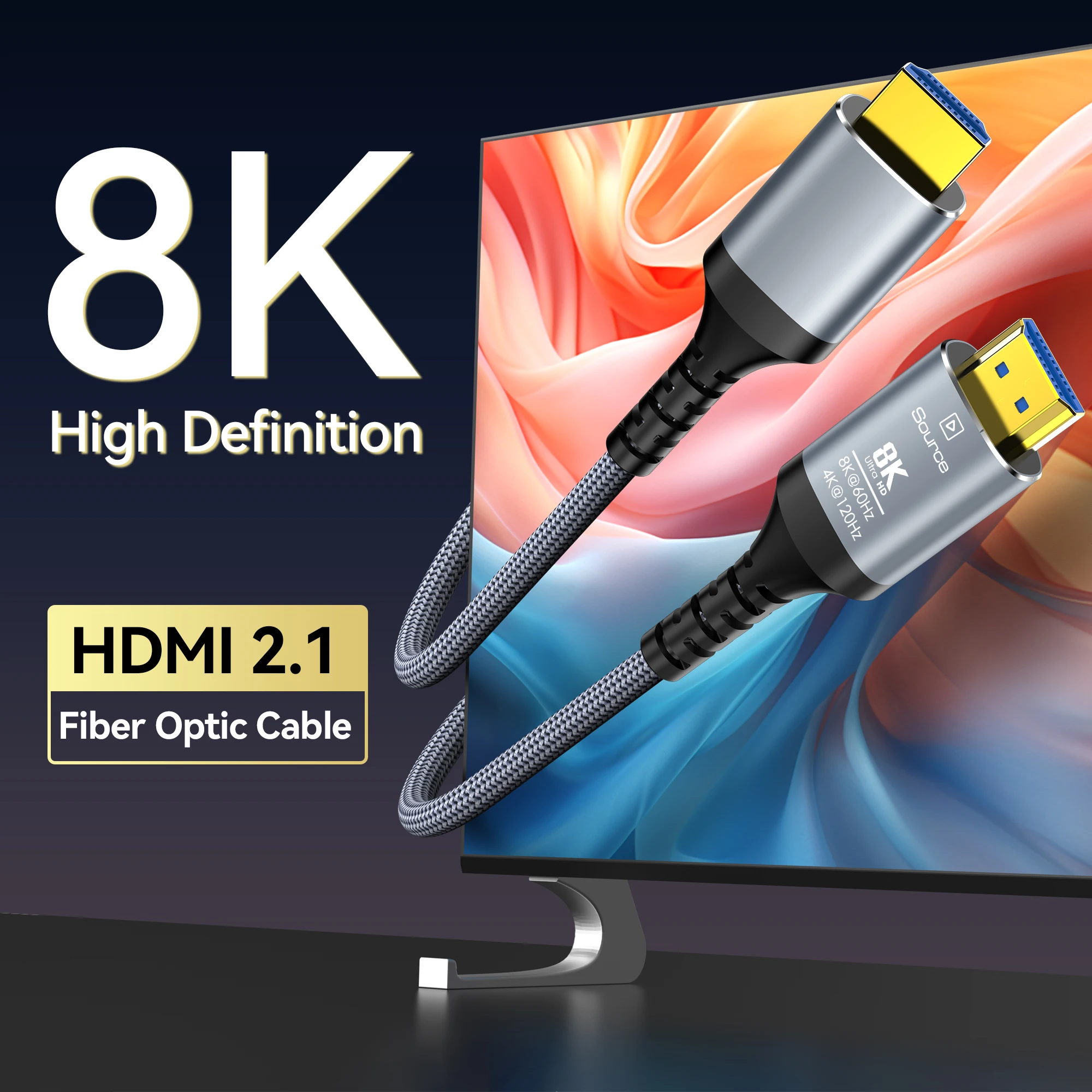 CYANMI 8K HDMI 2,1 Cable de fibra óptica Hdmi 120Hz 48Gbps HDR HDCP para HD TV Box proyector Ps3/4 computadora de ultra alta velocidad