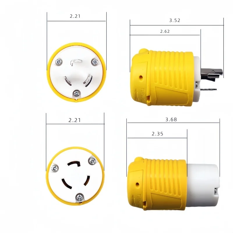 Juego de enchufes de repuesto elencados ETL, extremos de cable de extensión, bloqueo NEMA L5-20P 20A 125V, conector NEMA L5-20R, 1 Uds. - imagen 2
