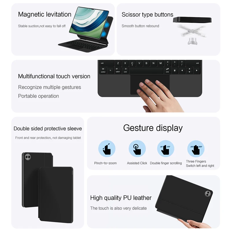 AJIUYU-teclado inalámbrico con panel táctil para HUAWEI MatePad Pro, 13,2 pulgadas, 2023 PCE-W30, W40, funda inteligente magnética - imagen 4