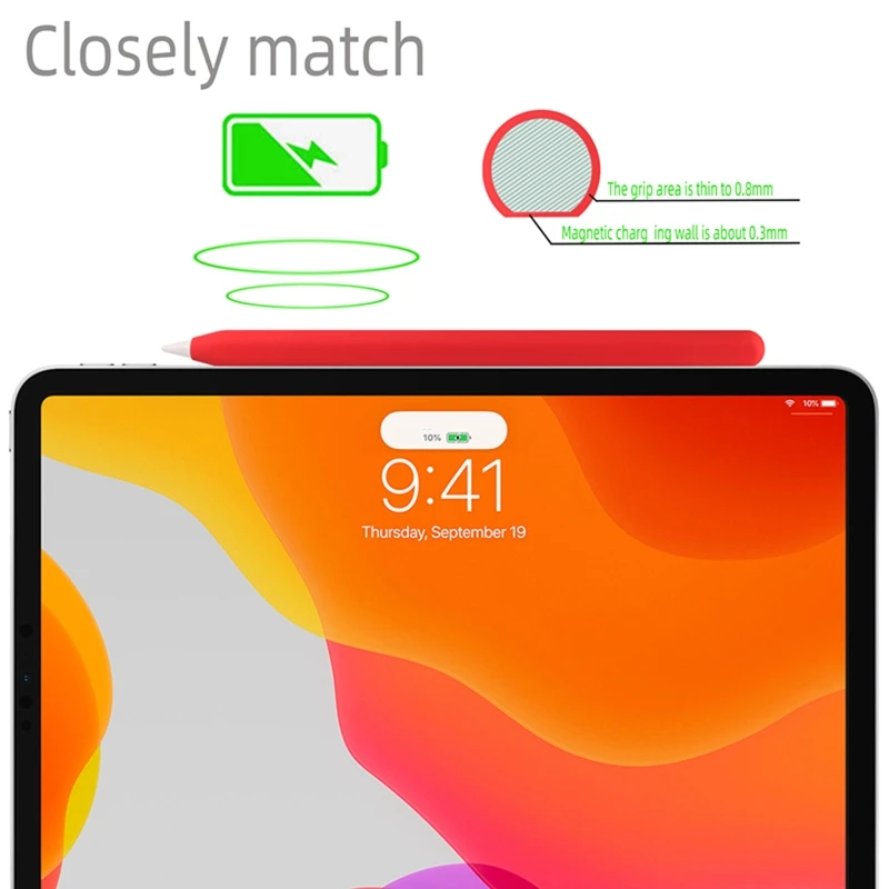 Funda ultrafina de silicona para Apple Pencil 2, cubierta cómoda de color sólido, funda ligera de 360 °, protección contra caídas - imagen 3