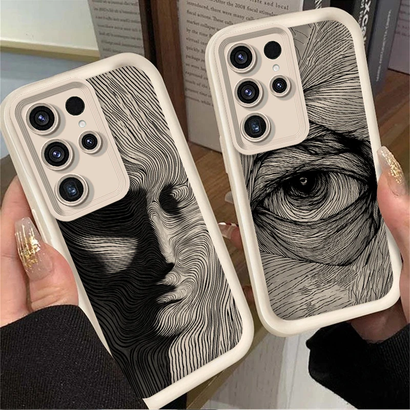 Funda blanda con patrones de arte lineal abstracto para Samsung Galaxy S24 S25 S23 Ultra S22 S21 Plus FE A36 A56 A26 A16 A06 A15 A25 A35 A55 5G - imagen 2