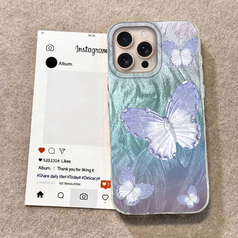 Funda de teléfono de mariposa Multicolor de dibujos animados para Apple iphone 16 15 14 7 8 Plus 13 Pro Max 16e SE 2022 X XS carcasa trasera de silicona - imagen 5