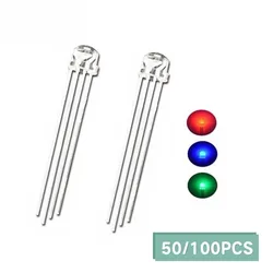50 uds/100 Uds 5MM diodo LED RGB cátodo común/ánodo sombrero de paja diodos emisores de luz Kit de resistencia bombilla brillante indicador de lámpara