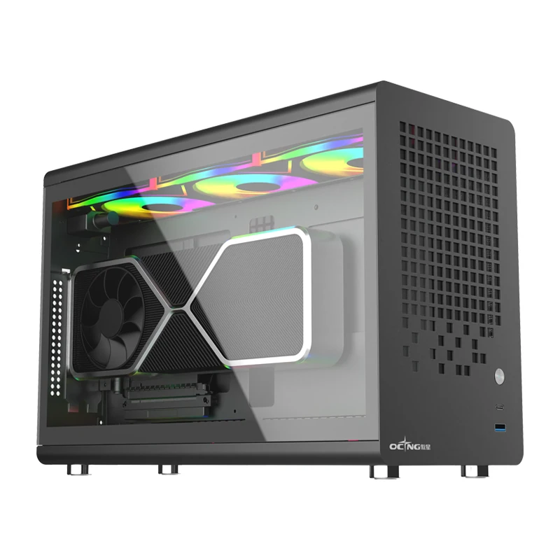 WeiJie PRO ITX Caja de computadora compatible con fuente de alimentación SFX/placa base ITX/tarjeta gráfica (L) ≤ 380 mm/funda portátil transparente lateral - imagen 5