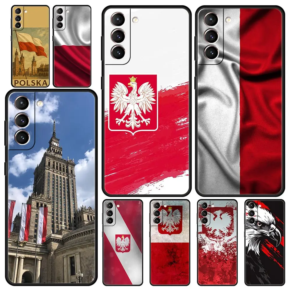 Funda para Teléfono Samsung Galaxy S25 Edge S24 S23 S22 S21 Ultra S20 FE 5G S10 S10E S9 Plus, Cubierta de TPU Suave con Diseño de Bandera Polaca