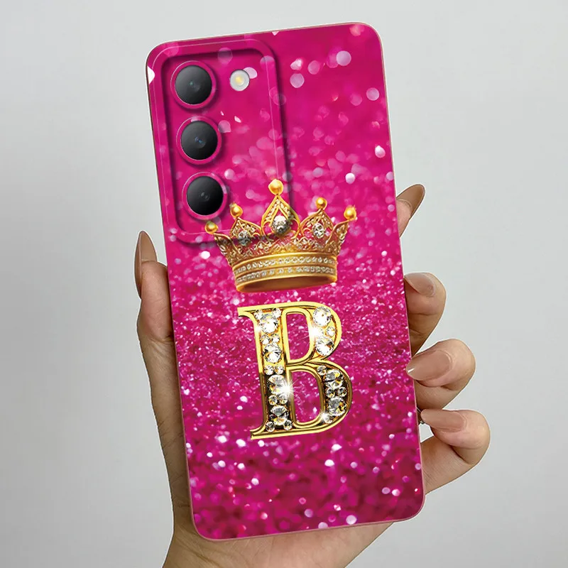 Para Vivo V30 Lite 4G Funda corona letra Funda de teléfono de silicona suave para Vivo V30 SE V40 SE cubierta en Vivo Y100 T3 5G Funda a prueba de golpes - imagen 3