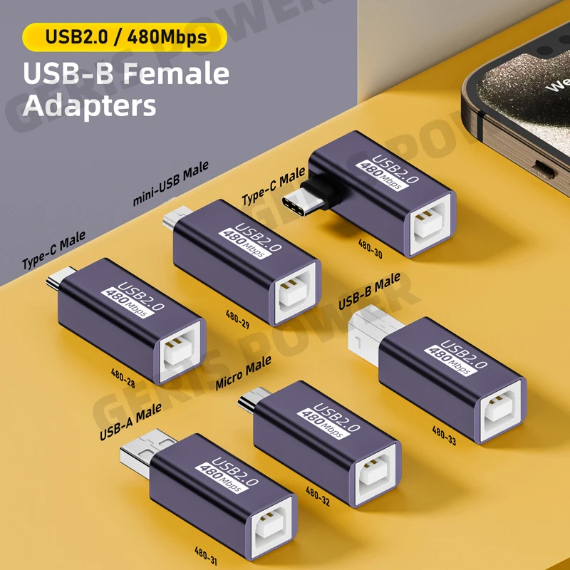 M ini-Adaptador de conector de alimentación USB / Micro / USB A/Tipo C A USB 2,0 Dc para impresora, unidad de disco duro móvil, electrónico Paino