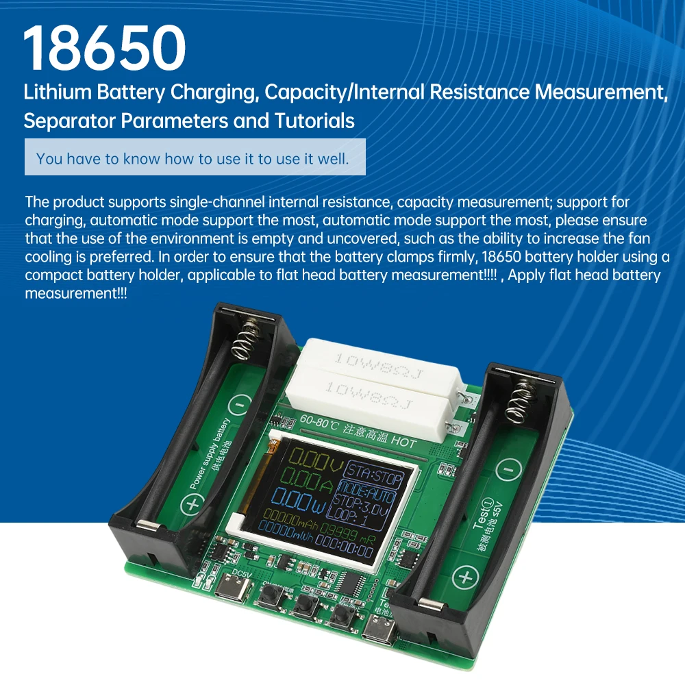 Módulo probador de capacidad de batería de litio 18650, MAh MWh, módulo Detector de energía de batería Digital, probador de batería 18650