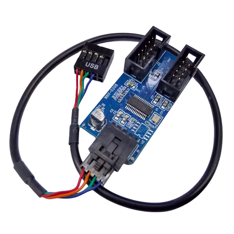 Tarjeta de expansión divisor USB de 30cm y 9 pines, adaptador de Cable de extensión 1 a 2/4, placa elevadora, concentrador USB2.0 para cabezal de placa base de escritorio