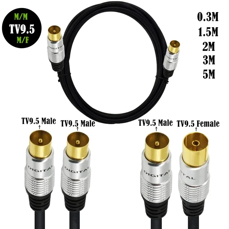 TV 9.5mm Male To F Type Male & Female Coaxial TV Satellite Antenna Cable 0.3m 1.5m 2m 3m 5m - imagen 3