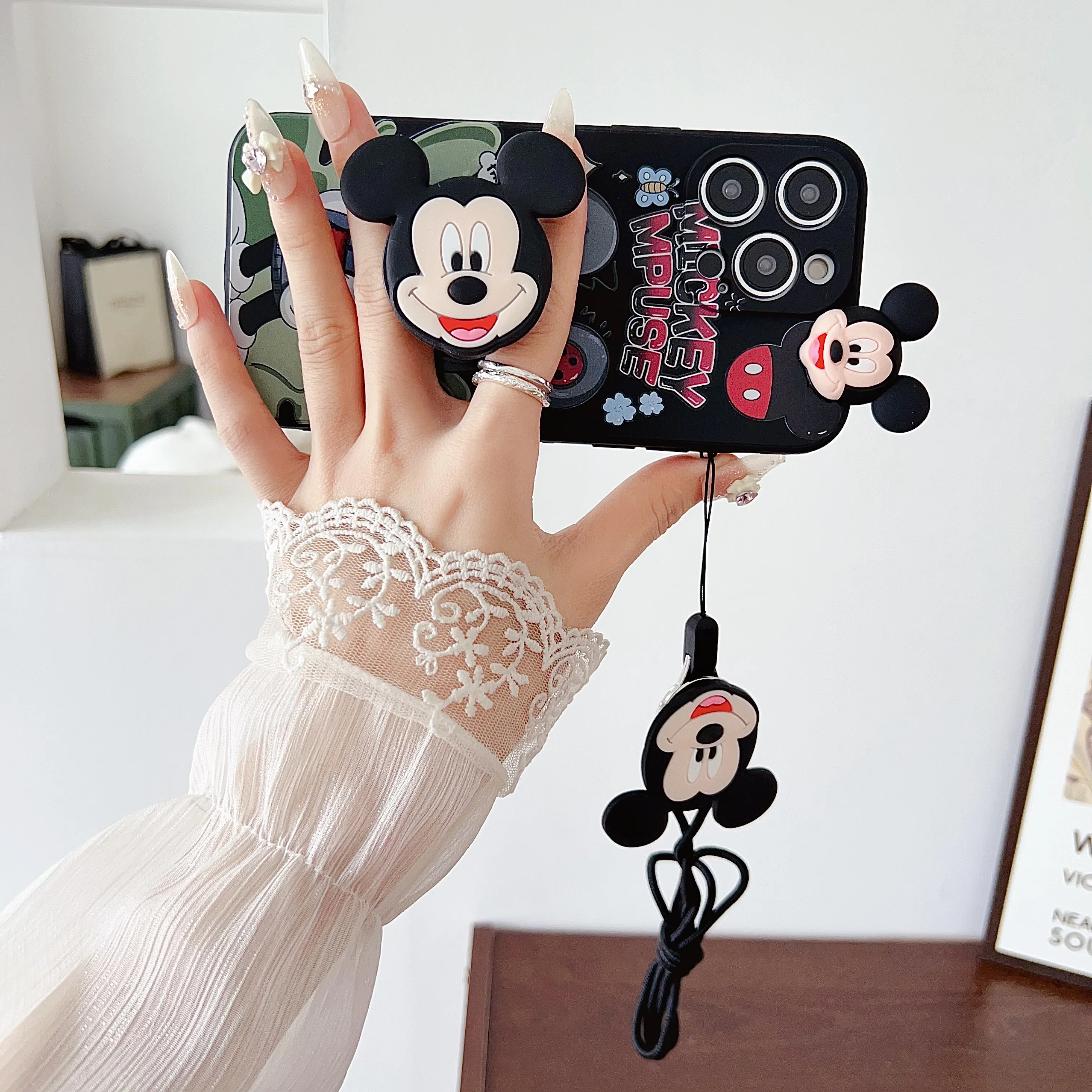 Sudadera con capucha de Minnie para iPhone, funda con soporte y cuerda para iPhone 6, 6s, 7, 8, X, Xs, Max, XR, 11, 12, 13, 14, 15 Pro, SE Max - imagen 5