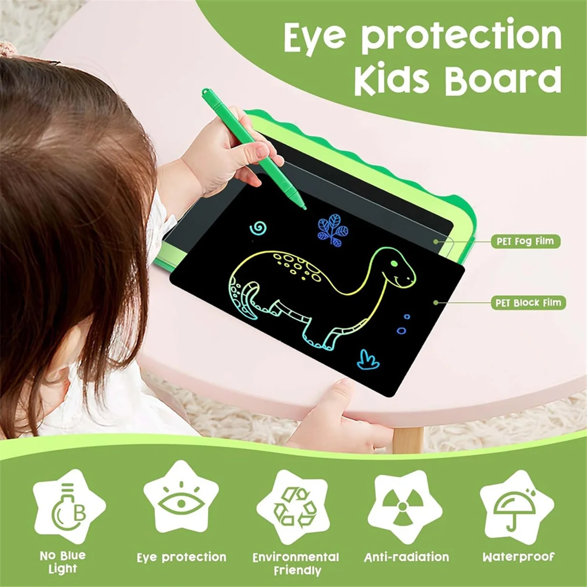 Tableta de escritura LCD SUPER HOT para niños, juguetes para niños pequeños, tablero de dibujo verde