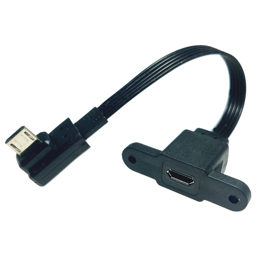 90 degrees left and right angle micro usb port male to female locking plug micro usb panel installation expansion cable, with sc - imagen 5