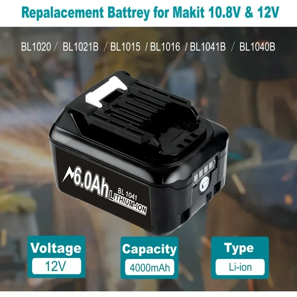 Batería de litio de 12V, batería recargable de 6Ah para taladro eléctrico Makita L1016 BL1021B BL1041B, baterías de repuesto para herramientas eléctricas - imagen 5