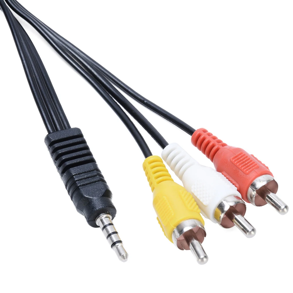 Cable de Audio y vídeo de 1M y 3,5mm a 3RCA, Cable compuesto AV, amarillo, blanco, rojo, 3 RCA macho a macho, para DVD, TV y decodificador - imagen 4