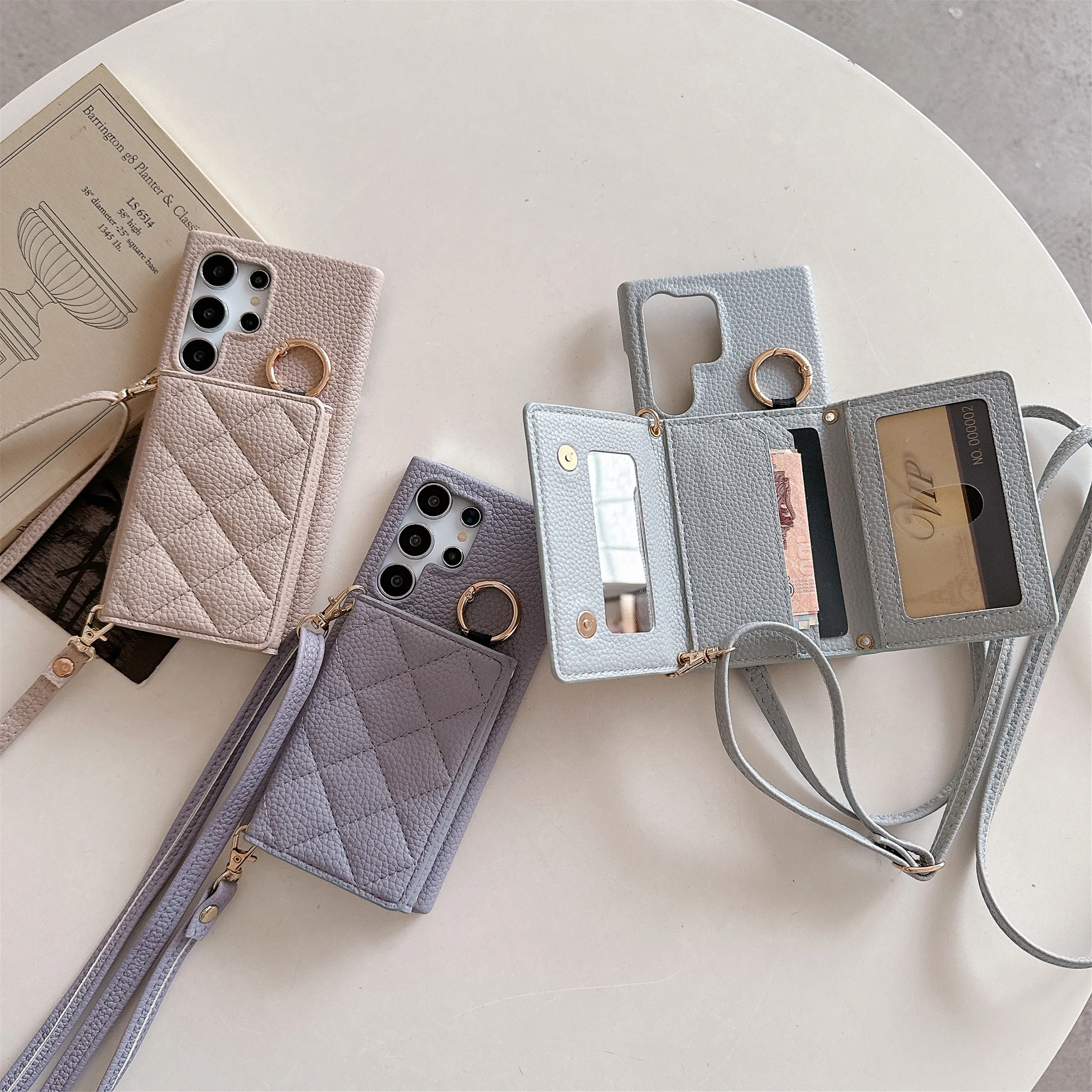 Funda de cuero con cremallera cruzada para Samsung Galaxy S24 Ultra S23 Plus S22 A55 A35 A25 A15 A05 A05S A24 A14 A54 - imagen 4