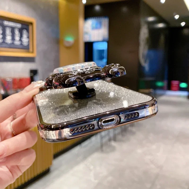 Soporte de oso bonito, funda chapada con purpurina para Tecno Spark 40 30 40C 30C 20C 10C 8C 20 10 Pro Go 1 Go1 2024 2023 - imagen 5