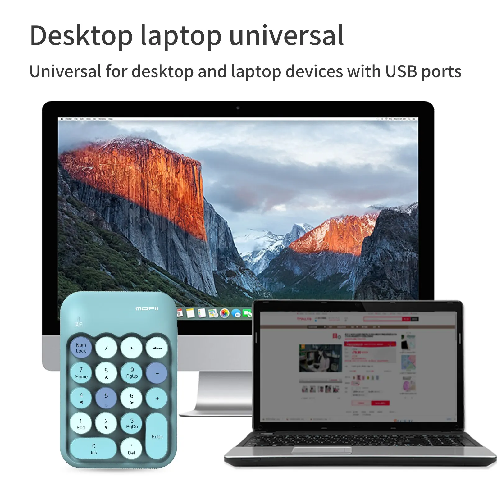MOFII-teclado numérico inalámbrico, Mini teclado numérico portátil Retro colorido, teclado externo inalámbrico de 2,4G para computadora, computadora portátil - imagen 5