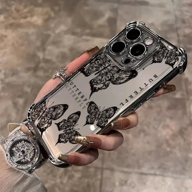 Funda chapada en color negro y morado con mariposa a la moda para Samsung S25 S24 S23 S22 S21 S20 FE Note20 Plus Ultra 4G 5G, funda anticaída - imagen 2