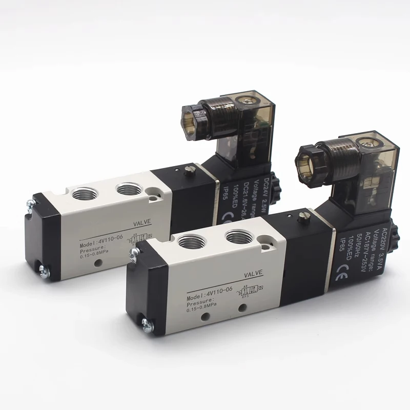 4V110-06 1/8 Bsp válvula solenoide de aire puerto de 5 vías 2 posiciones válvulas magnéticas eléctricas neumáticas de Gas DC12V 24V 110 V220V bobina Volt - imagen 5