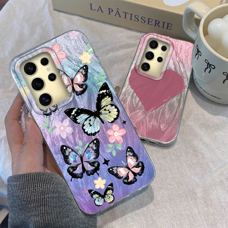 Para Samsung Galaxy A56 A15 A25 A55 A35 A16 A26 A36 S24 S25 Plus Ultra 5G funda de teléfono pluma gasa Arco Iris mariposa cubierta de parachoques - imagen 4