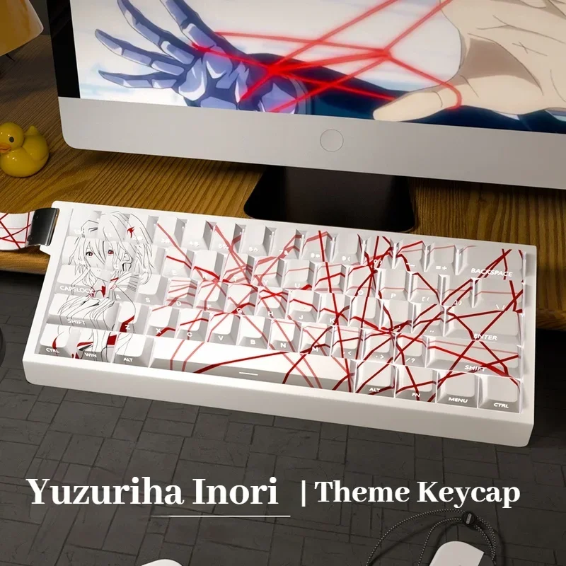 Teclas con tema de Anime Yuzuriha Inori, corona culpada, lado Original de fábrica, tapa de tecla de teclado mecánico Pbt transparente grabada