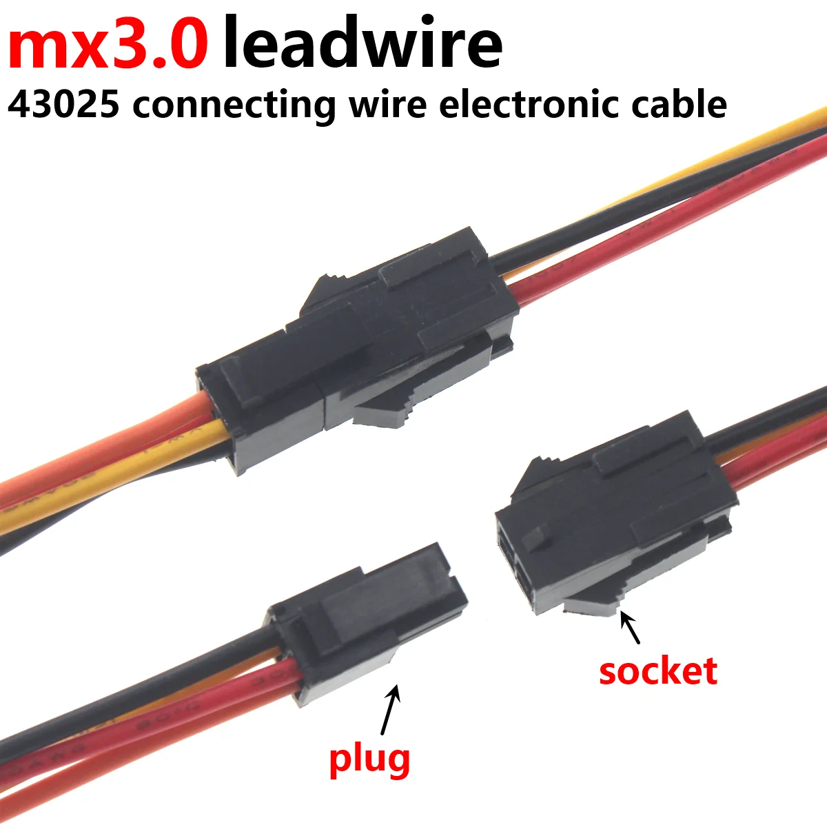 Cable de enchufe 43025, cable conector MX3.0mm, cabeza macho hembra, carcasa de goma, doble fila, conector 2x1/2/3/4/5/6/7/8P - imagen 2