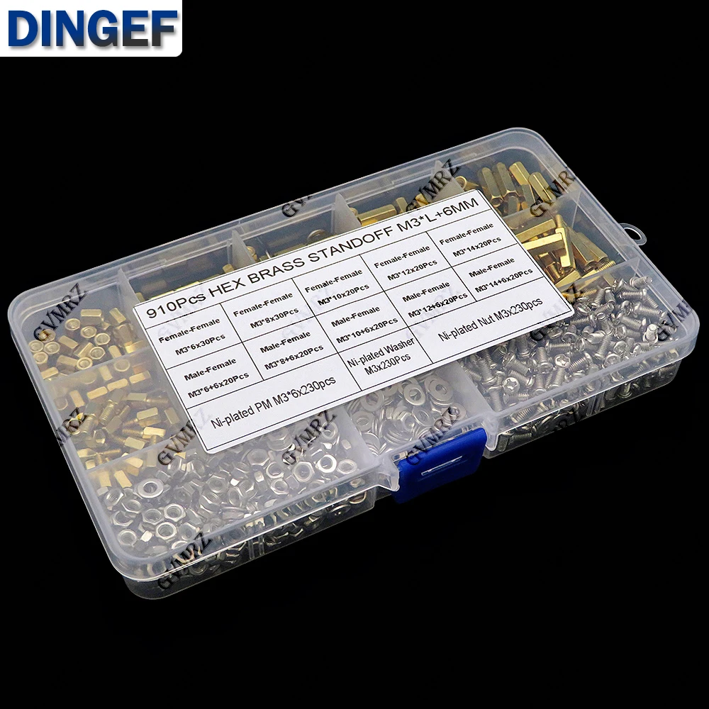 910 Uds M3 placa PCB de cobre y latón macizo hexágono separador Pilar espaciador columna tornillo tuerca surtido Kit conjunto PCB - imagen 3