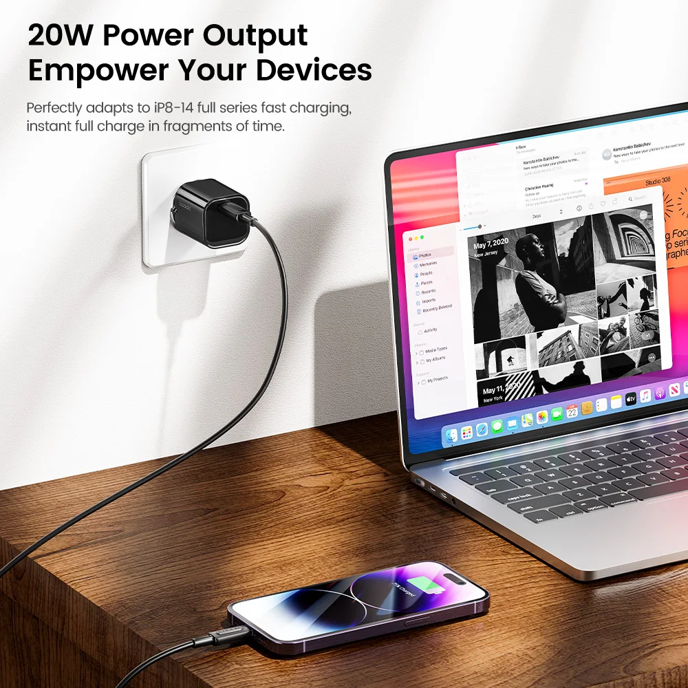 Toocki 20W GaN USB C cargador QC 3,0 PD cargador rápido tipo C para iPhone 15 14 Pro Max Xiaomi Samsung S23 tipo C Mini cargador de teléfono - imagen 2