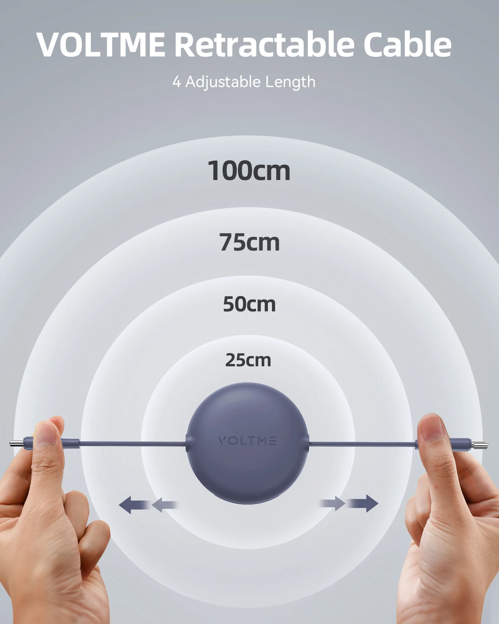 Cable VOLTME USB C retráctil USB C a USB C PD 100W Cable de carga rápida Cable cargador retráctil tipo C para iPhone 15 Pro Max - imagen 2