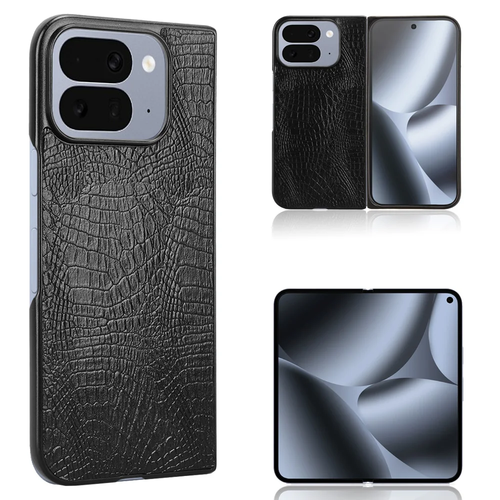 Funda de cuero PU con textura de cocodrilo sintético, cubierta de plástico duro a prueba de golpes para Google Pixel 10 Pro Fold - imagen 2