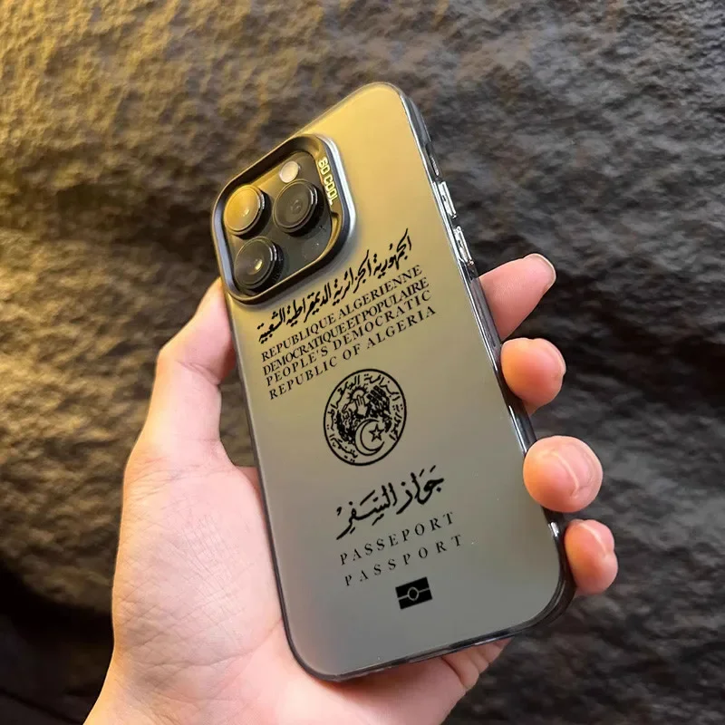 Funda de teléfono con pasaporte de Argelia para iPhone 16 14 17 Air Pro Max 15Plus 11 13 12 16e XS XR caramelo mate letra a prueba de golpes funda Coque - imagen 4