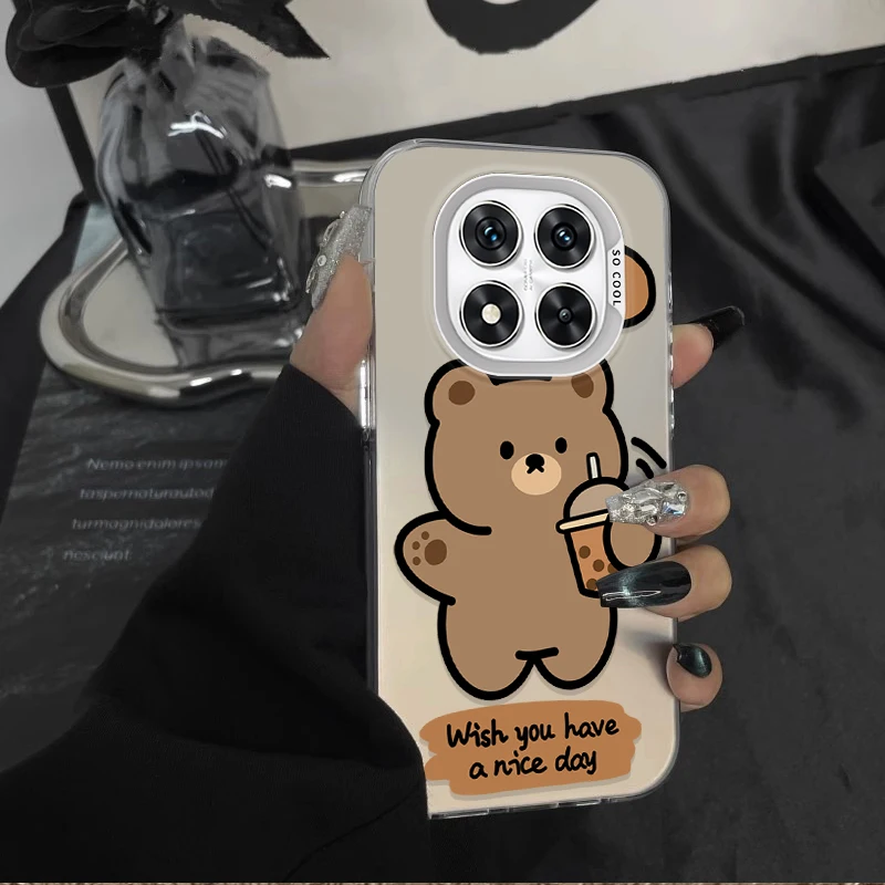 Funda esmerilada de oso bonito para Xiaomi Redmi Note 14 13 12 10 Pro Plus 11S 14C 13C 12C 9C 11S K70 K60 A2 A1 Turbo 4 cubierta acrílica - imagen 4