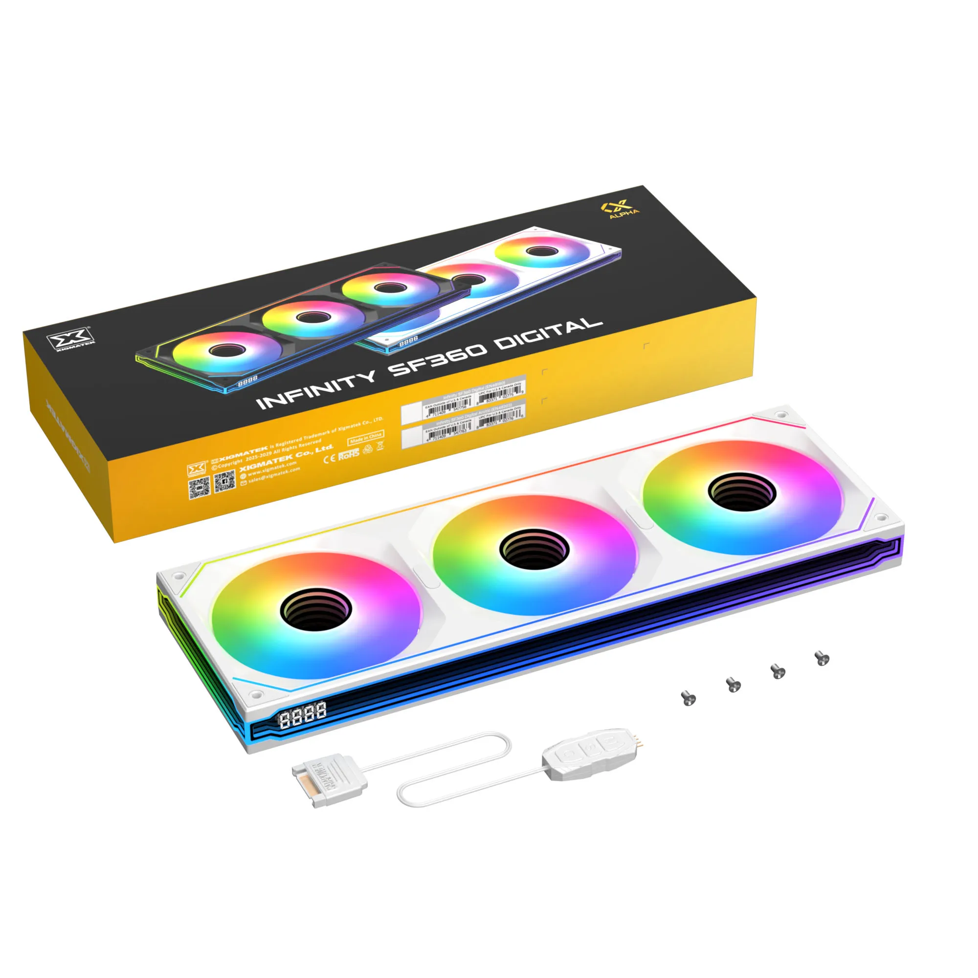 XIGMATEK SF360 DIGITAL ARGB PC ventilador con cubierta espejo infinito sincronización de la placa base 4PIN PWM CPU ventilador enfriador estructura unida - imagen 4