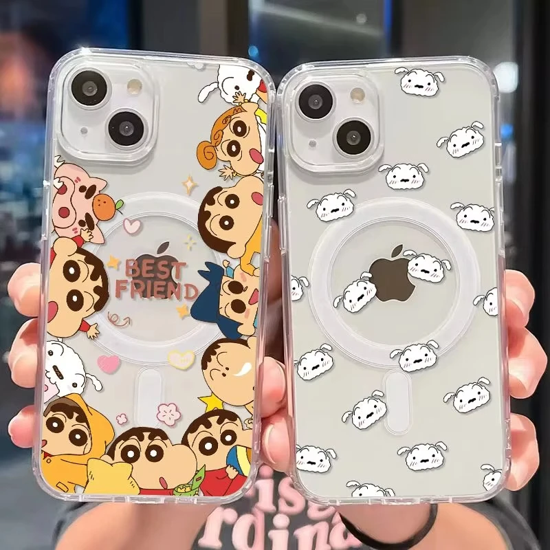 Funda magnética C-Crayon S-ShinChan para Samsung Galaxy S25 Edge S24 S23 S22 S21 Ultra Plus FE A56 A55 A54 A36 A35 A26 A16