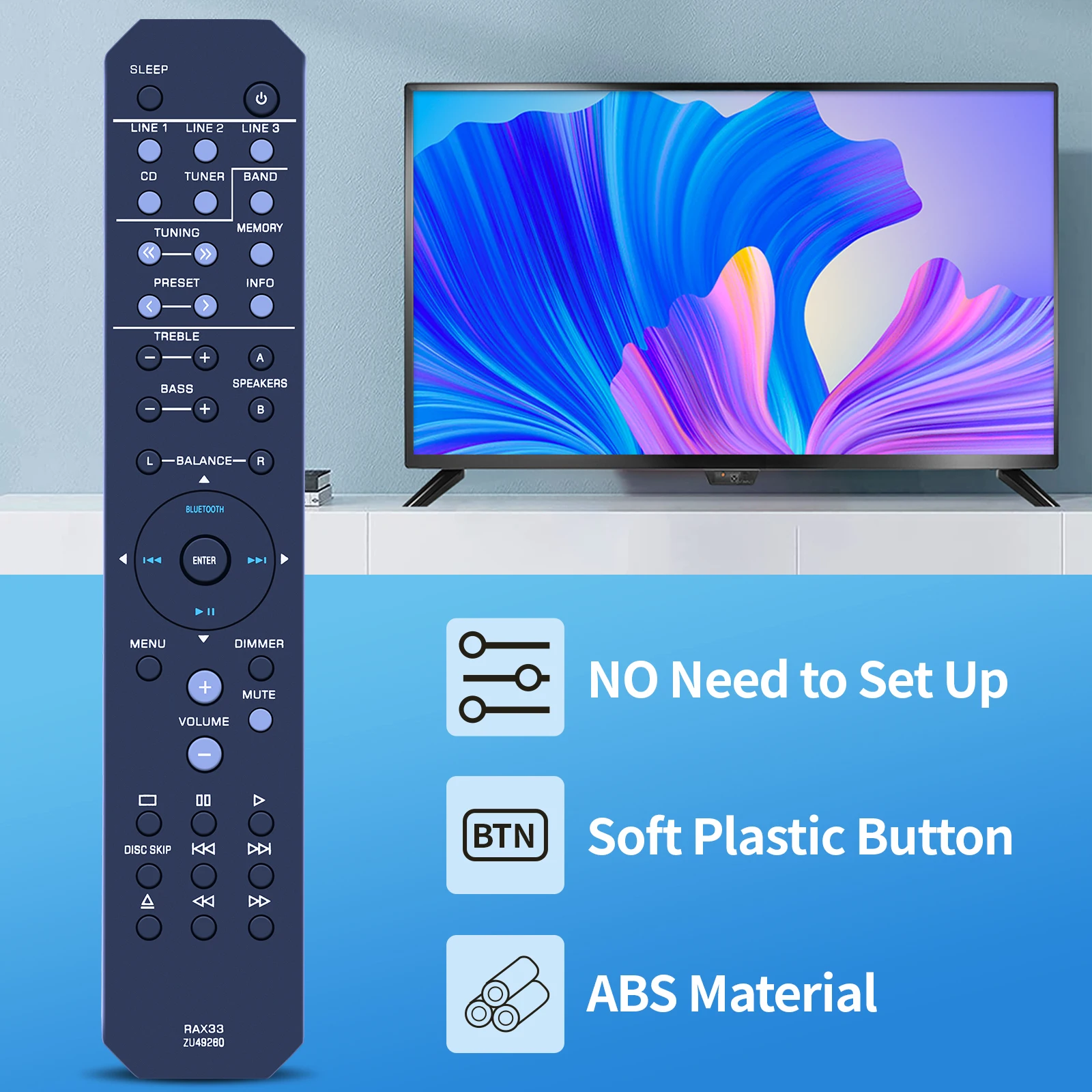 RAX33 ZU49260-mando a distancia para Yamaha, Receptor AV de Audio/vídeo, R-S202, R-S202BL - imagen 3