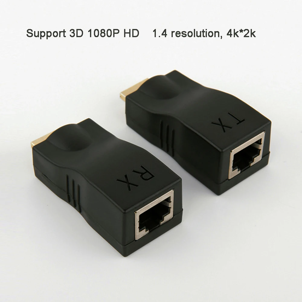 Extensor Compatible con HDMI, puertos 4K RJ45, red LAN, extensión Compatible con HDMI de hasta 30m sobre Cable Ethernet LAN CAT5e/6 UTP - imagen 4