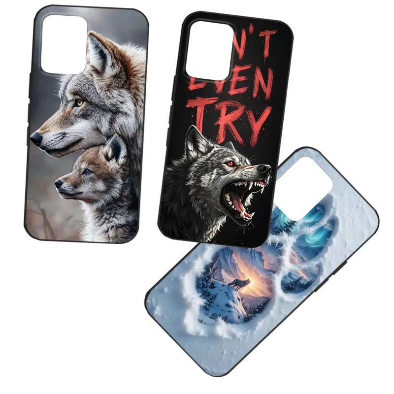 Funda con patrón de arte de lobo para Motorola X40 X30 G82 G8 G71 G52 G51 G50 G5 G42 G32 G30 G22 G14 Pro 5G, funda de teléfono negra