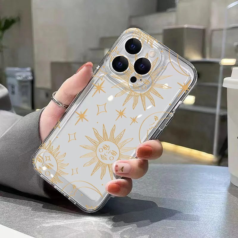 Para Samsung A55 funda Sun Moon Stars funda transparente para Galaxy A54 A53 A35 A34 A33 A16 S25 S24 Ultra S23 S22 Plus S21 FE - imagen 3