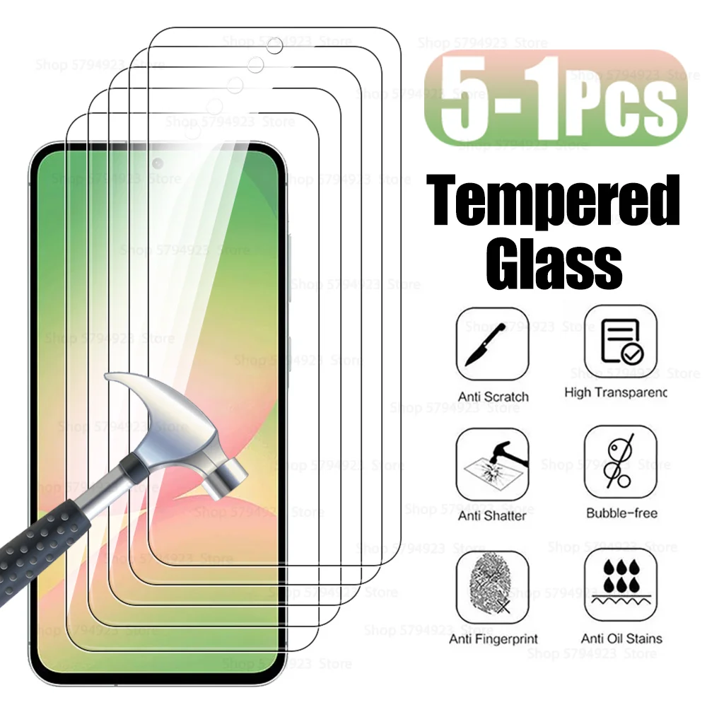 5-1 Uds Protector de pantalla para Samsung Galaxy A56 A36 A26 A16 A06 5G cubierta completa de vidrio templado samsung A 56 36 26 16 06 vidrio transparente