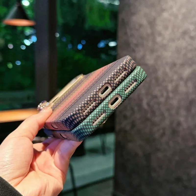 Para iPhone Air, 16 17 Pro Max Funda ELVEV Moda Patrón de Fibra de Carbono Cubierta Dura del Teléfono de Succión de PC - imagen 5