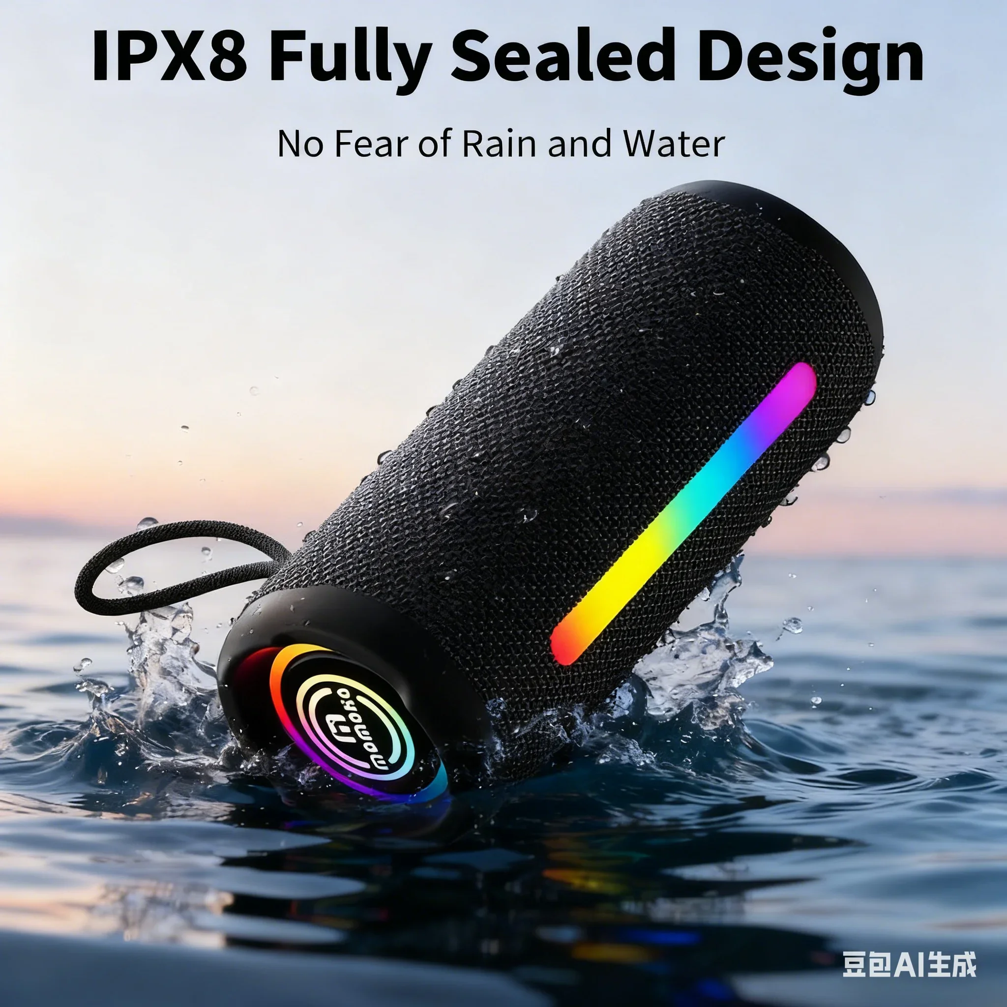 Momoko Altavoces Bluetooth de graves pesados de 40 W, altavoz inalámbrico con luz RGB resistente al agua IPX8 con sonido sin pérdidas FLAC para fiestas al aire libre - imagen 3