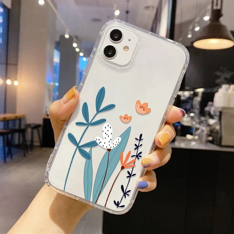 Funda de silicona transparente con flores de lujo para iPhone, 14, 11, 13, 12 Pro Max, XR, 7, 8 Plus, X, 13, Mini, 14, Pro Max, 13Pro Max - imagen 3