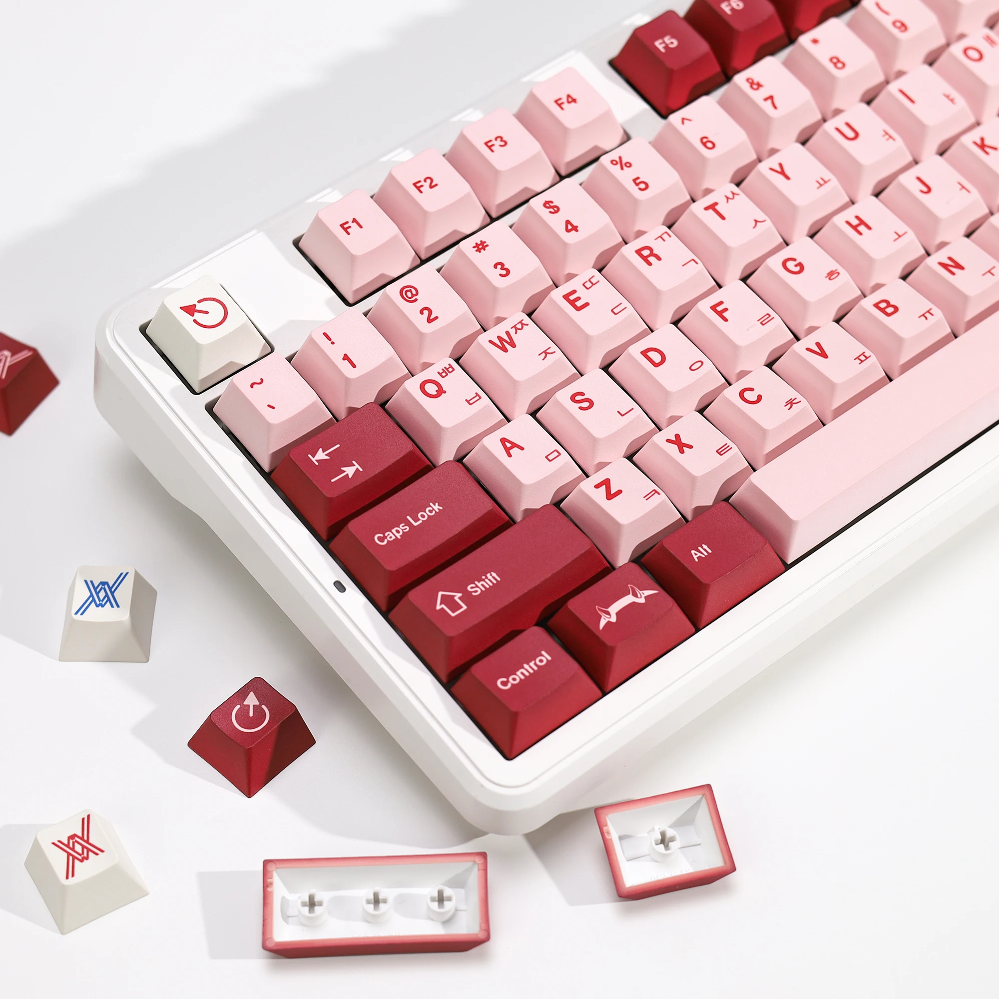 KBDiy GMK Darling Keycaps coreano PBT Retro rojo Alice ISO Cherry perfil Keycap personalizado para MX Switch 60 Teclado mecánico Gamer