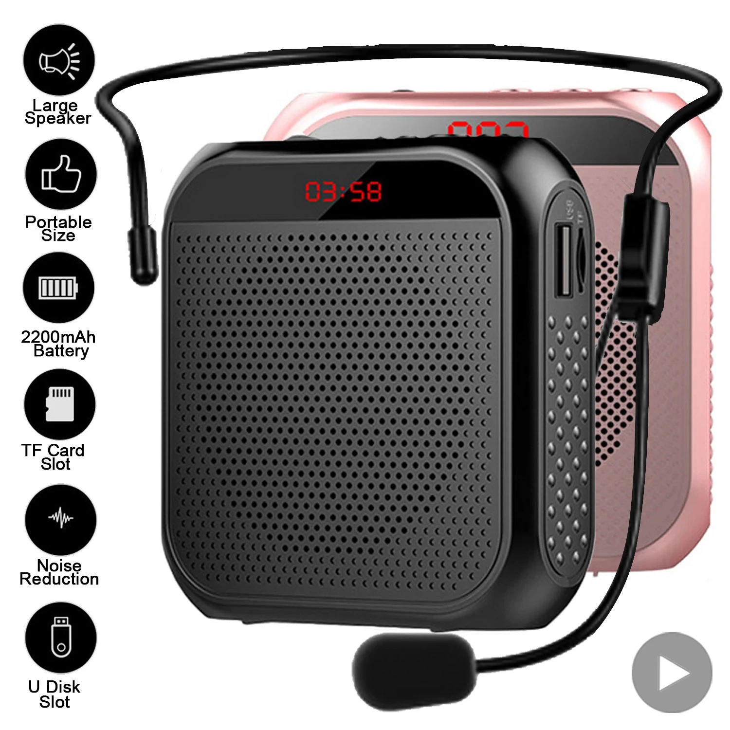 Bullhorn megáfono tienda amplificador de Audio de sonido de voz para altavoz portátil con micrófono Megafon altavoz profesor amplificado