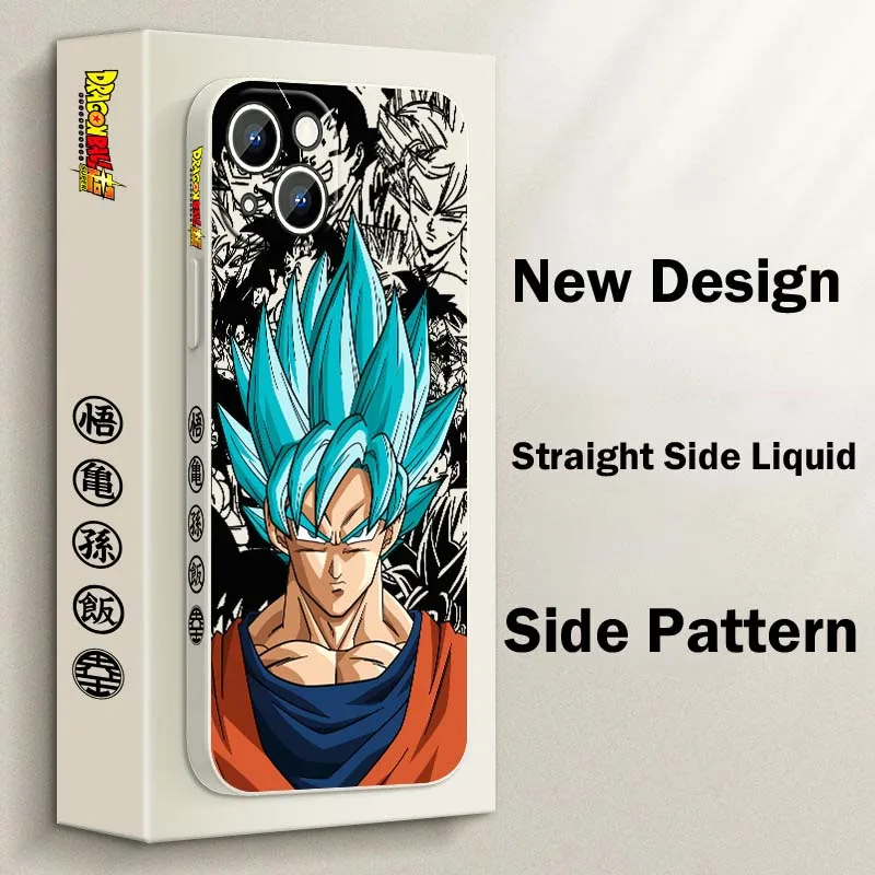 D-Dragon Ball Son Goku Anime para Apple iPhone 17 16 15 14 13 12 11 Air Mini Plus Pro Max cubierta de la caja del teléfono de cuerda izquierda líquida - imagen 3